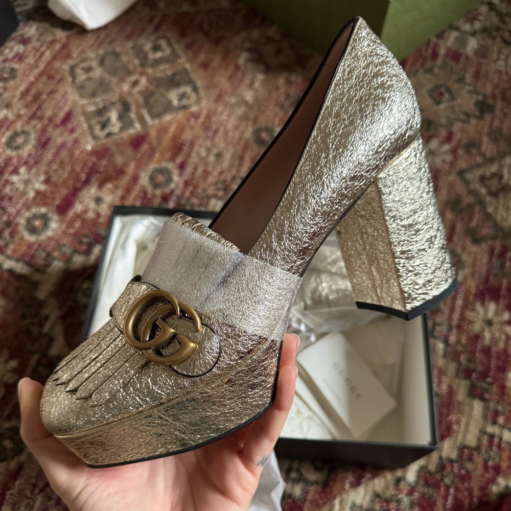 Gucci Galassia GG Marmont Fringe
Gold Platforms